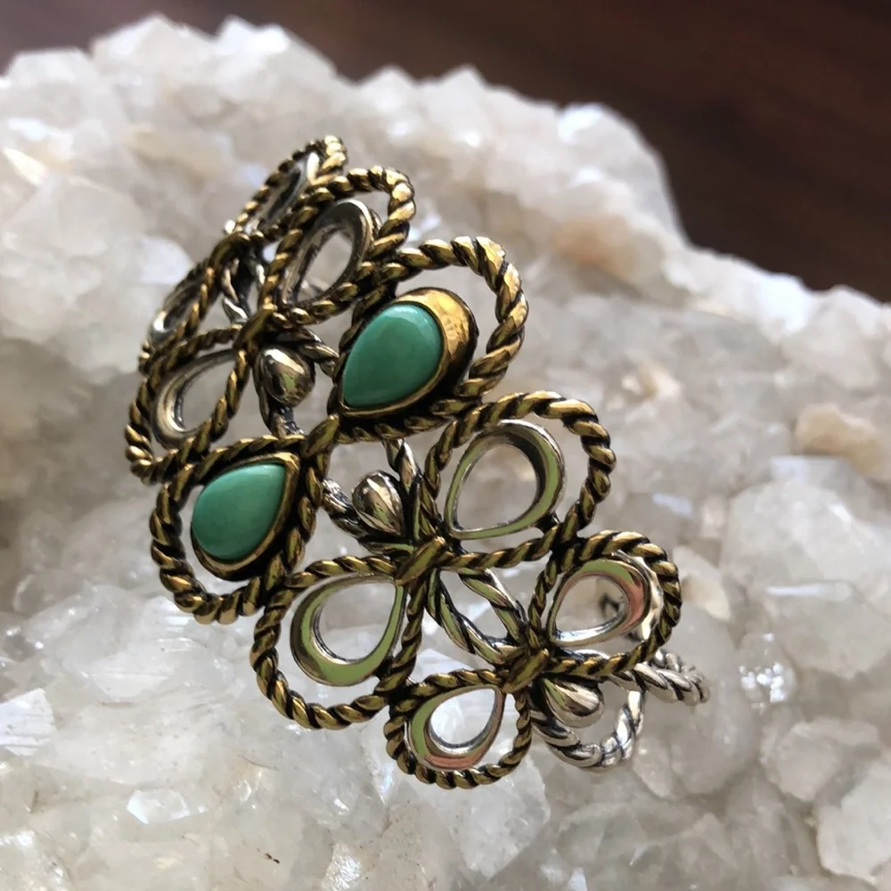 NWOT Carolyn Pollack American West Sterling Silver Brass Turquoise Bracelet Boho